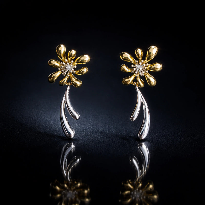 Alya Jewelry çiçek model gold gümüş kadın küpe
