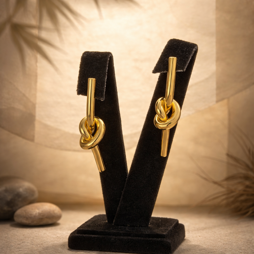 Alya Jewelry gold düğüm detaylı kadın küpe