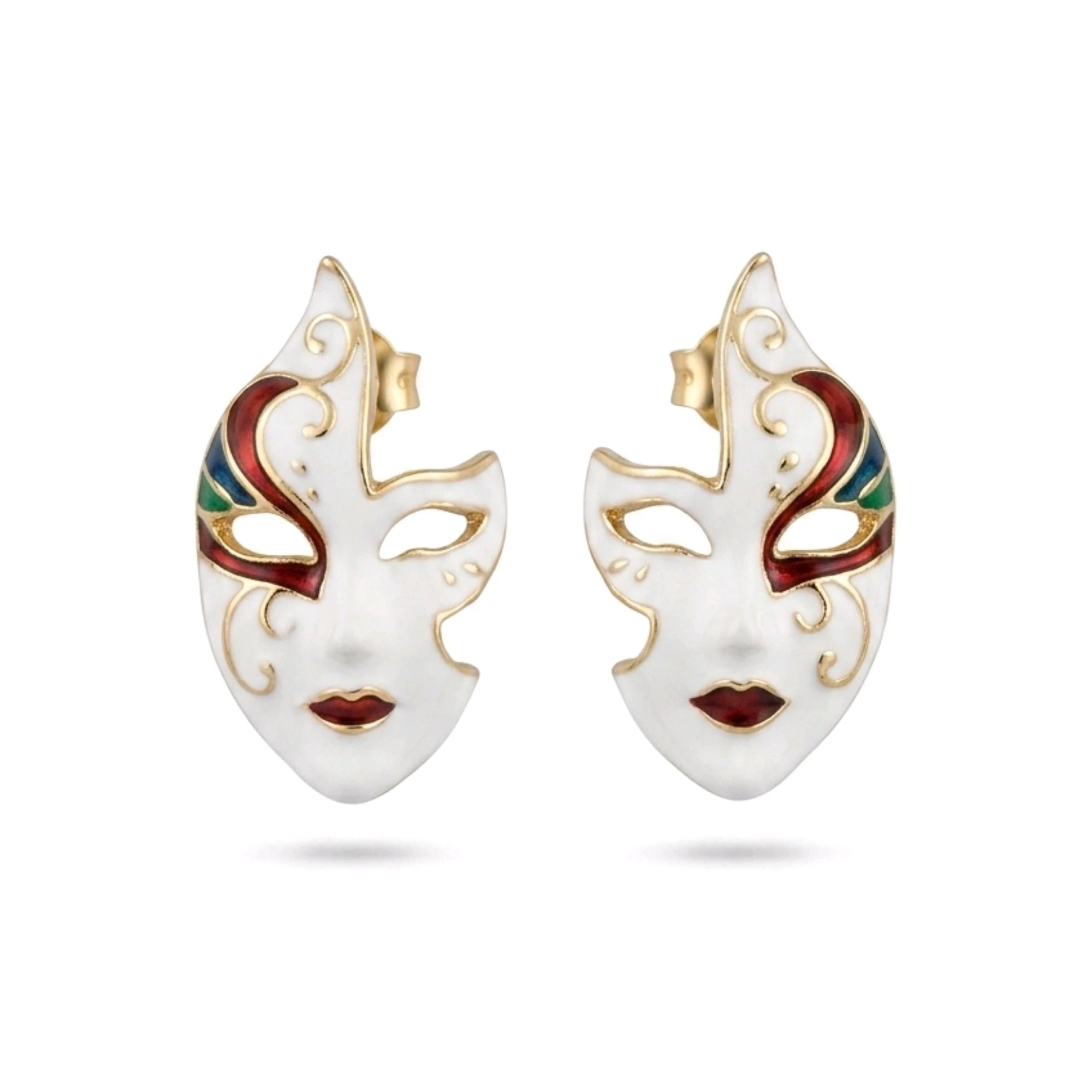 Maske figürlü gold detaylı kadın küpe modeli