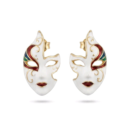 Maske figürlü gold detaylı kadın küpe modeli