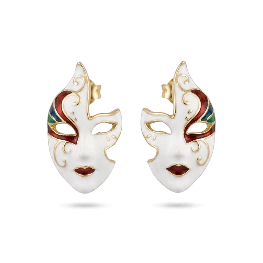 Maske figürlü gold detaylı kadın küpe modeli