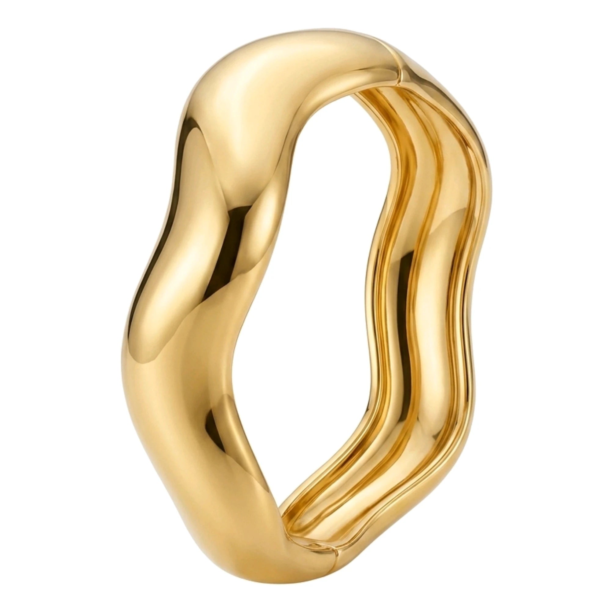 Dalga formlu parlak gold kadın bileklik