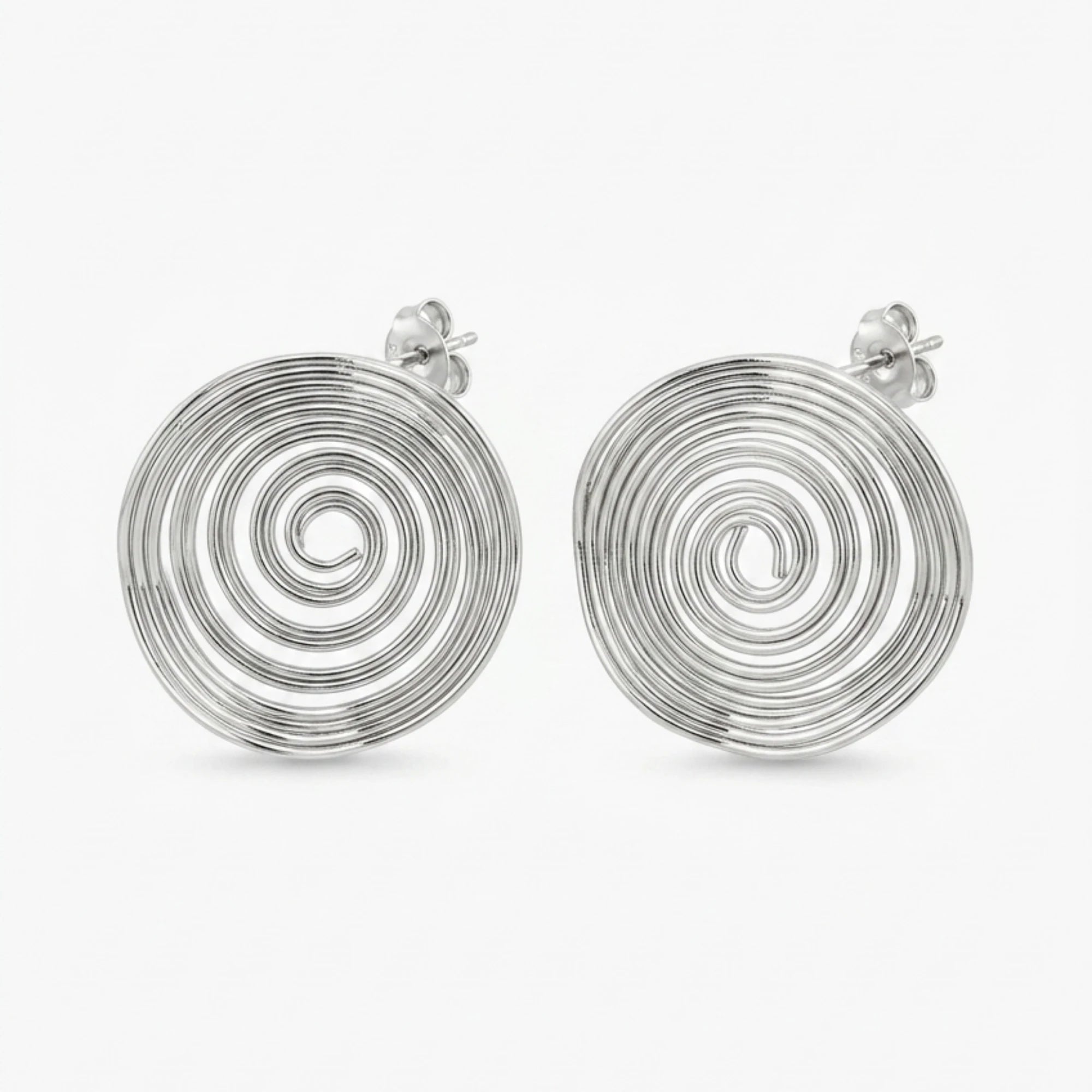 Alya Jewelry gümüş renk spiral kadın küpe modeli