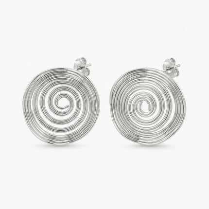 Alya Jewelry gümüş renk spiral kadın küpe modeli