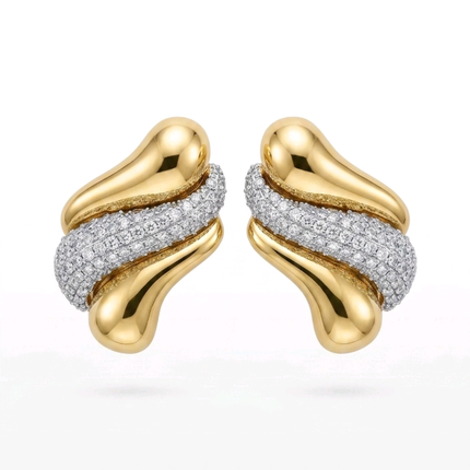 Zirkon taşlı gold ve gümüş renk kadın küpe modeli